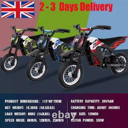 12'' Electric Kids Motorcycle 300W Mountain E-bike 36V 4Ah 25km/h 3-Speed -Green