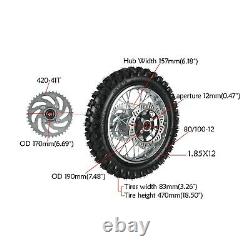 14 & 12 Dirt Bike 80/100-12 60/100-14 Tyre Rim Wheels & Front Forks Assembly