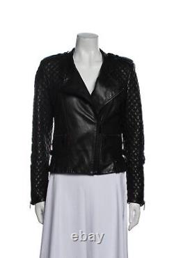 $1500 Barbara Bui Black Quilted Leather Biker Jacket Sz M US 8