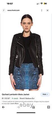 $1500 Barbara Bui Black Quilted Leather Biker Jacket Sz M US 8