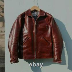 1930's Vintage Style Brown Cowhide Leather veg tanned natural cowhide LTH Jacket