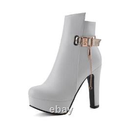 2022 Fashion women's ankle boots high heels buckle motorcycle boots platform pu