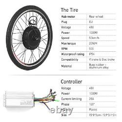 26'' Electric Bike Conversion Kit Bike Rear Wheel Hub Motor Kit 48V 1000W d N3A2