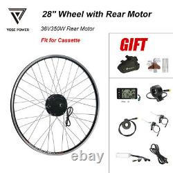 36V 350W 28(700C) Black Wheel Rear Motor E-Bike Hub Conversion Kit for Cassette