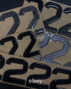 3D Black Gel Number Plate Domed resin digits characters letters Set kit 350
