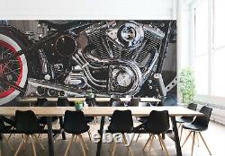 3D Motorcycle Machine B377 Transport Wallpaper Mural Self-adhesive Removable Wed