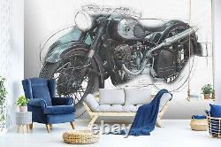 3D Motorcycle N542 Transport Wallpaper Mural Self-adhesive Removable Amy