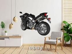 3D Motorcycle Red Light N106 Car Wallpaper Mural Poster Transport Wall Stickers