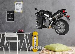 3D Motorcycle Red Light N106 Car Wallpaper Mural Poster Transport Wall Stickers