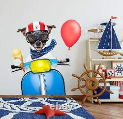3D Puppy Motorcycle N750 Animal Wallpaper Mural Poster Wall Stickers Decal Zoe