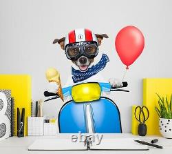 3D Puppy Motorcycle N750 Animal Wallpaper Mural Poster Wall Stickers Decal Zoe