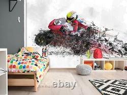 3D Red Motorcycle I163 Transport Wallpaper Mural Sefl-adhesive Removable Angelia