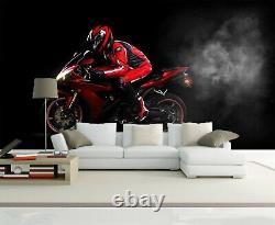 3D Red Motorcycle I220 Transport Wallpaper Mural Sefl-adhesive Removable Angelia