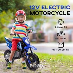 AIYAPLAY 12V Kids Electric Motorcycle with Twist Grip Throttle, Music, Blue