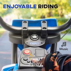 AIYAPLAY 12V Kids Electric Motorcycle with Twist Grip Throttle, Music, Blue