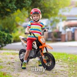 AIYAPLAY 12V Kids Electric Motorcycle with Twist Grip Throttle, Music, Orange