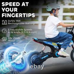 AIYAPLAY 24V Battery Powered Ride On Motorcycle with Rear Suspension, Blue