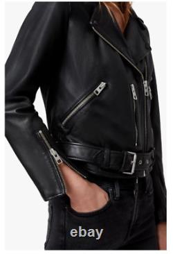 ALLSAINTS Black Balfern Buttery Soft Leather Biker Motorcycle Jacket 6US 10UK 38