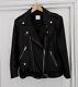 Anine Bing Black Grainy Leather Belted Biker Jacket. Size L. New