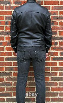 AWESOME All Saints Mens SANDERSON Leather Bomber Jacket Biker SMALL