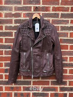 AWESOME SAUCE All Saints Mens Oxblood CONROY Leather Biker Jacket Small Moto