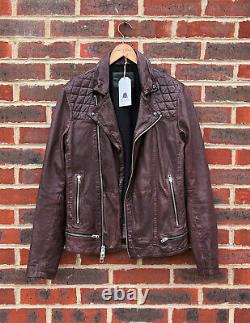AWESOME SAUCE All Saints Mens Oxblood CONROY Leather Biker Jacket Small Moto