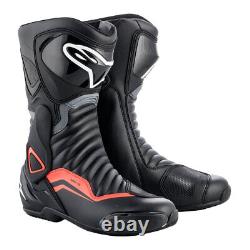 Alpinestars SMX 6 V2 Motorbike Motorcycle Boots Black / Grey / Fluo Red