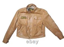 BELSTAFF COUGAR Leather Jacket Caramel Malenotti Motorcycle Biker Men XL