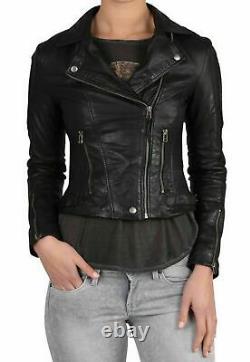 BLACK Women's New Lambskin Leather Jacket 100% Genuine Leather Biker Jacket