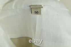 BURBERRY White Trench Coat size 50 Mens Button Up Collared Mac 100% Cotton