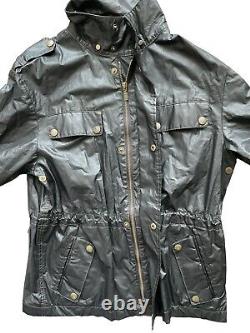 Belstaff Black Prince Moto Jacket Waxed Cotton Made in Italy Women's Sz M, 42