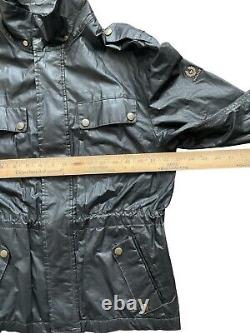 Belstaff Black Prince Moto Jacket Waxed Cotton Made in Italy Women's Sz M, 42