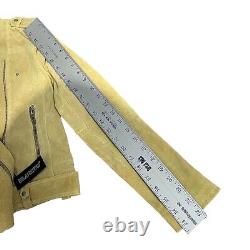 Blank NYC Jacket WMNS S Yellow Suede Leather Moto Bright Colorful Statement Zip