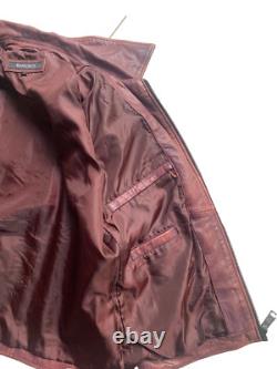 Burgundy burnished Real Leather Mens Motor cycle Jacket in Medium, Brand New