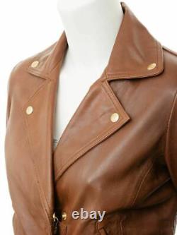 Classy Leather Jacket Women Motorcycle Real Lambskin Slim Fit Vintage Biker Coat