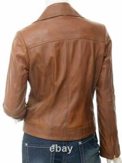 Classy Leather Jacket Women Motorcycle Real Lambskin Slim Fit Vintage Biker Coat