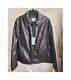 Cole Haan Collared Open Bottom Faux Leather Jacket In Dk Brownxl New