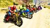 Color Motorcycles Jumping In Grand Canyon With Superheroes Cartoon Video For Kids