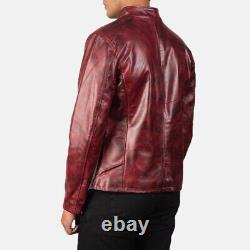 Crimson Voyager Alex Distressed Burgundy Leather Jacket