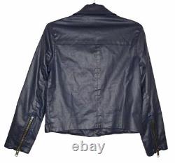 Current/Elliott Soho Faux Leather Coated Moto Jacket 4249-0722 Blue Small