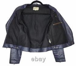 Current/Elliott Soho Faux Leather Coated Moto Jacket 4249-0722 Blue Small