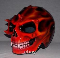 Custom Motorcycle Jet Helmet Skull Skeleton Death Ghost Rider Visor DOT approved