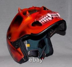Custom Motorcycle Jet Helmet Skull Skeleton Death Ghost Rider Visor DOT approved
