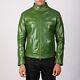 Custom Tailored Leather Jacket Men Biker Racer Lambskin Green Made To Measure