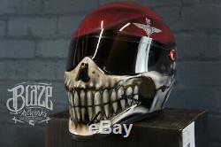 Custom hand Painted / airbrushed Motorcycle helmet in Paratrooper Skull design