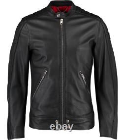 DIESEL Men's L-QUAD Sheepskin Leather Biker Jacket, Black, sizes M L