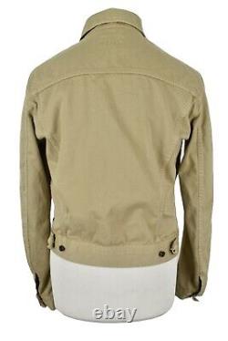 DOLCE & GABBANA Beige Denim Jacket size XL Mens Collared 100% Cotton Button Up