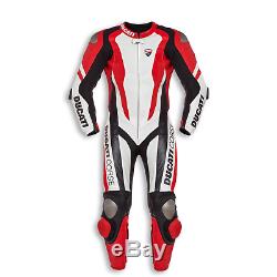 DUCATI Corse Motorcycle Red Motorbike Racing One Two Piece Leather SUIT Armour