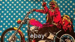 EASY RIDER 1970 VINTAGE MOTORCYCLE BLACKLIGHT POSTER Dennis Hopper 29x43