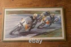 Early Michael Turner Motorcycle Painting/Sketch/Print Framed and Glazed, Signed